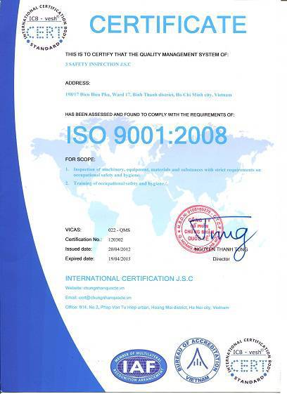 ISO Kiểm định an toàn - Công Ty Cổ Phần Kiểm Định An Toàn Công Nghiệp Miền Nam